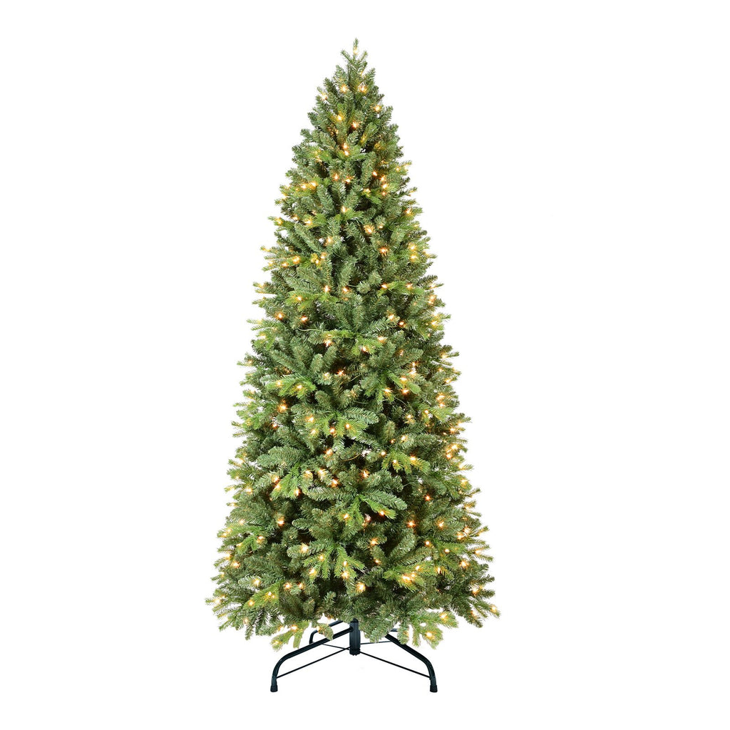 Artificial 6ft Green Christmas Tree with 1032 PE/PVC Mixed Branch Tips, 300L warm white led, memory wire+iron wire, Hinged Premium & Foldable Base for Indoor Holiday Decorating