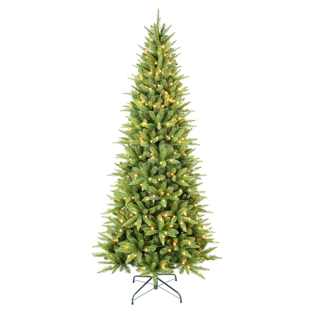 Artificial 7ft Green Christmas Tree with 1180PVC/Hard Needle Mixed Branch Tips, 400L warm white led, memory wire+iron wire, Hinged Premium & Foldable Base for Indoor Holiday Decorating