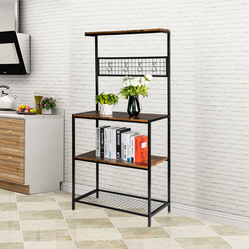 Artisasset Kitchen Bakers Rack, Coffee Bar, Microwave Oven Stand with High Display Shelf, for Spice Rack Organizer Workstation with 10 Hooks, Stable Metal Frame and Easy Assembly, Rustic Brown  RT