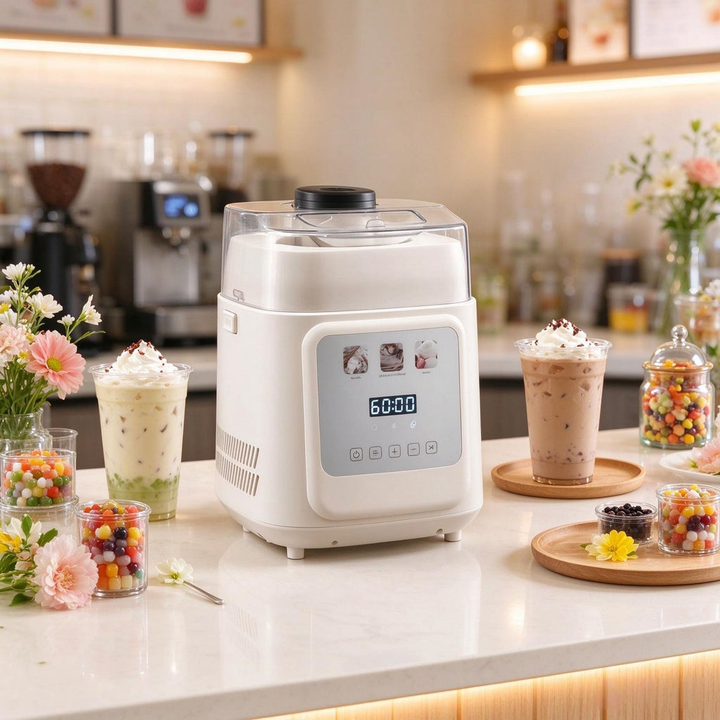 Automatic Ice Cream Maker with Built-in Compressor, 1 Quart No Pre-Freezing Gelato & Sorbet Maker, 4 Modes Electric Frozen Yogurt Machine for Home