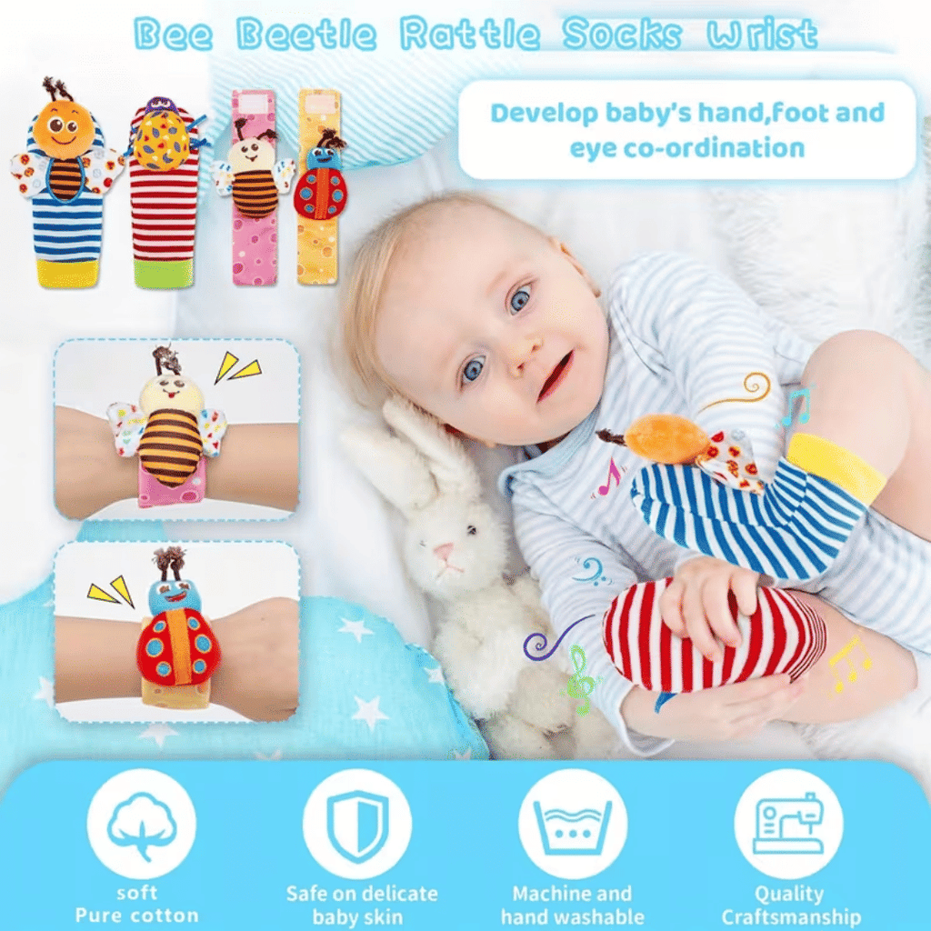 Baby Ringing Toy Set, Baby Gripping Ringing, Easy to Grasp Sensory Buckle, Baby Development Learning Music Toy, Newborn Shower Birthday Gift 1 2 3 4 5 6 7 9 10 12 Months Boy and Girl
