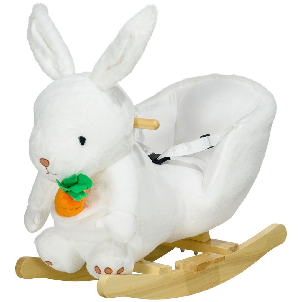 Baby rocking horse toy with music playback White rabbit shape