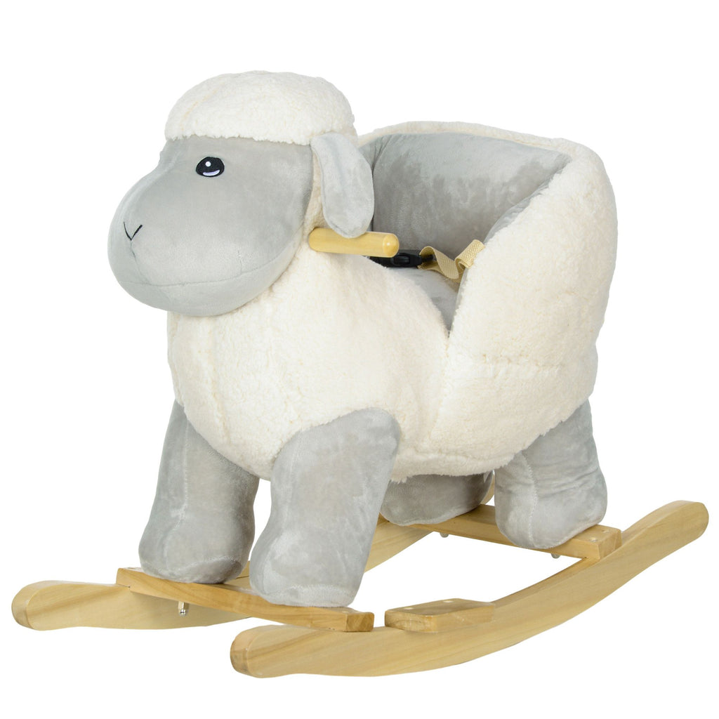 Baby Rocking Horse with Lamp Design, Seat Belt, Sound, Pedals, for 1-3 Years, Gray