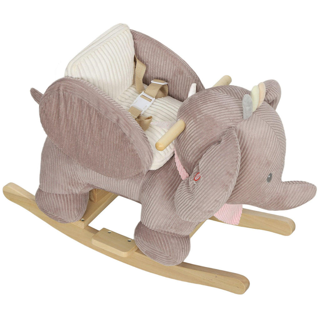 Baby Rocking Horse with Seat, Kids Ride On Toy with Realistic Elephant Sound and Safety Belt for 18 to 36 Months, Pink