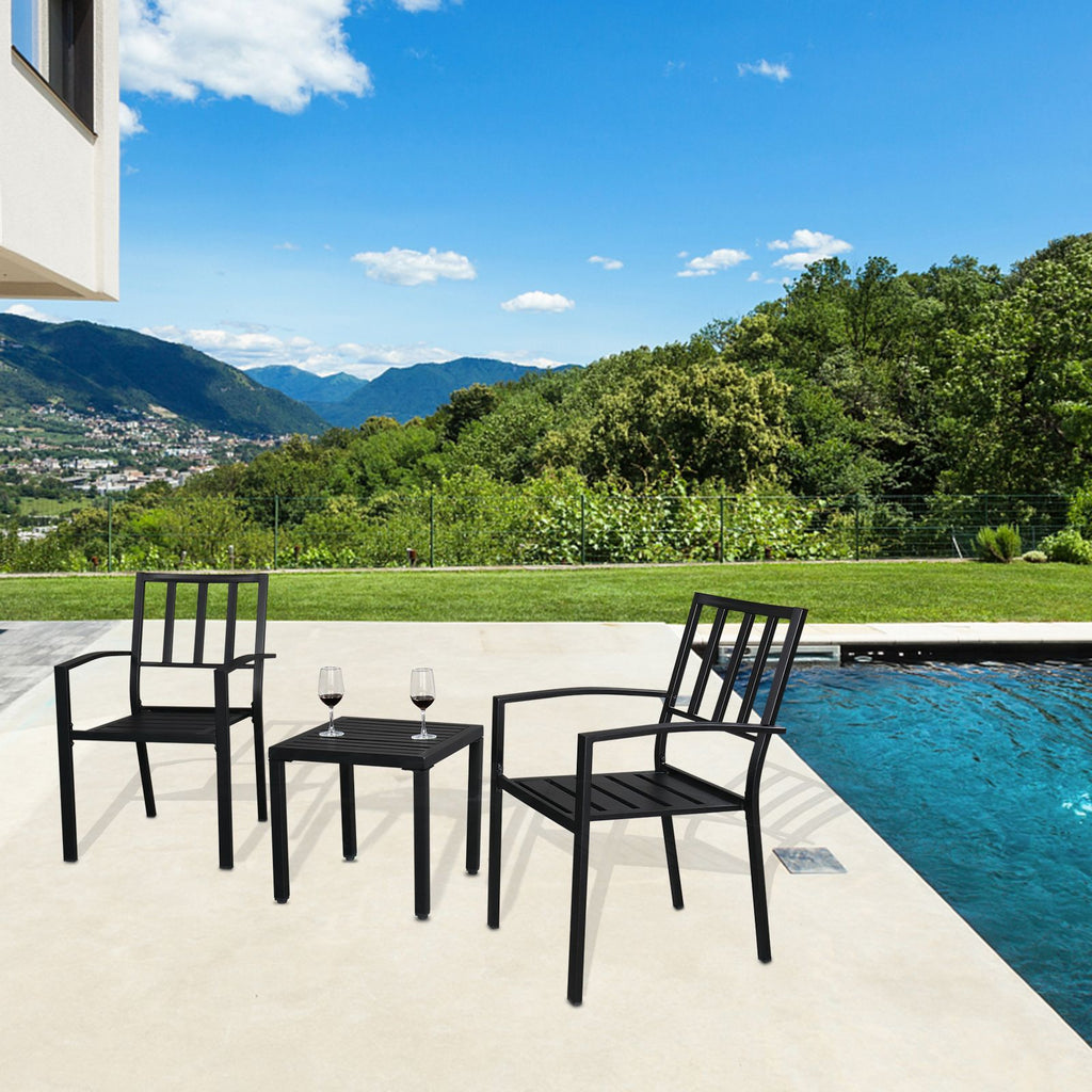 Backrest Vertical Grid Wrought Iron Dining Table Set