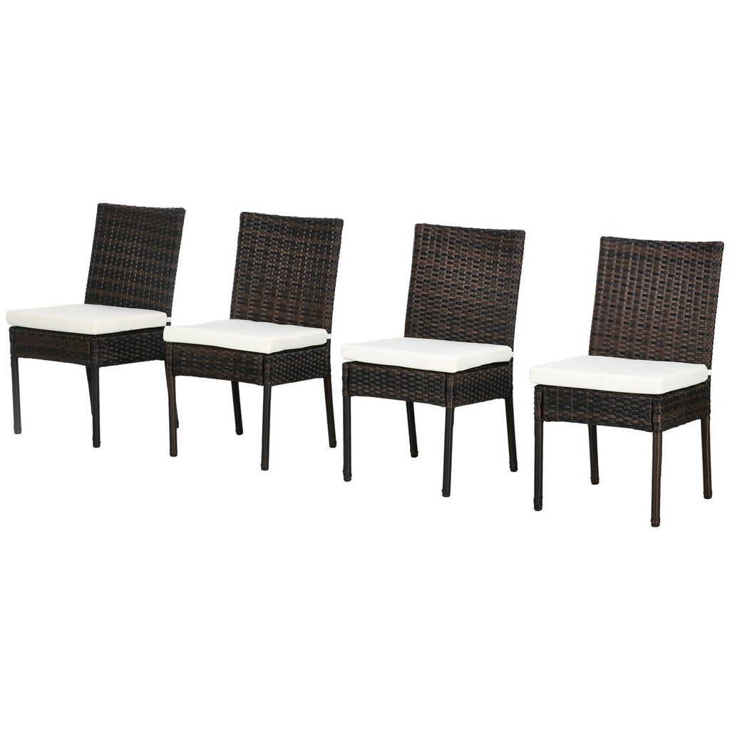 Backyard Bliss - Rattan Dining Chairs with White Cushions for Supreme Patio Comfort