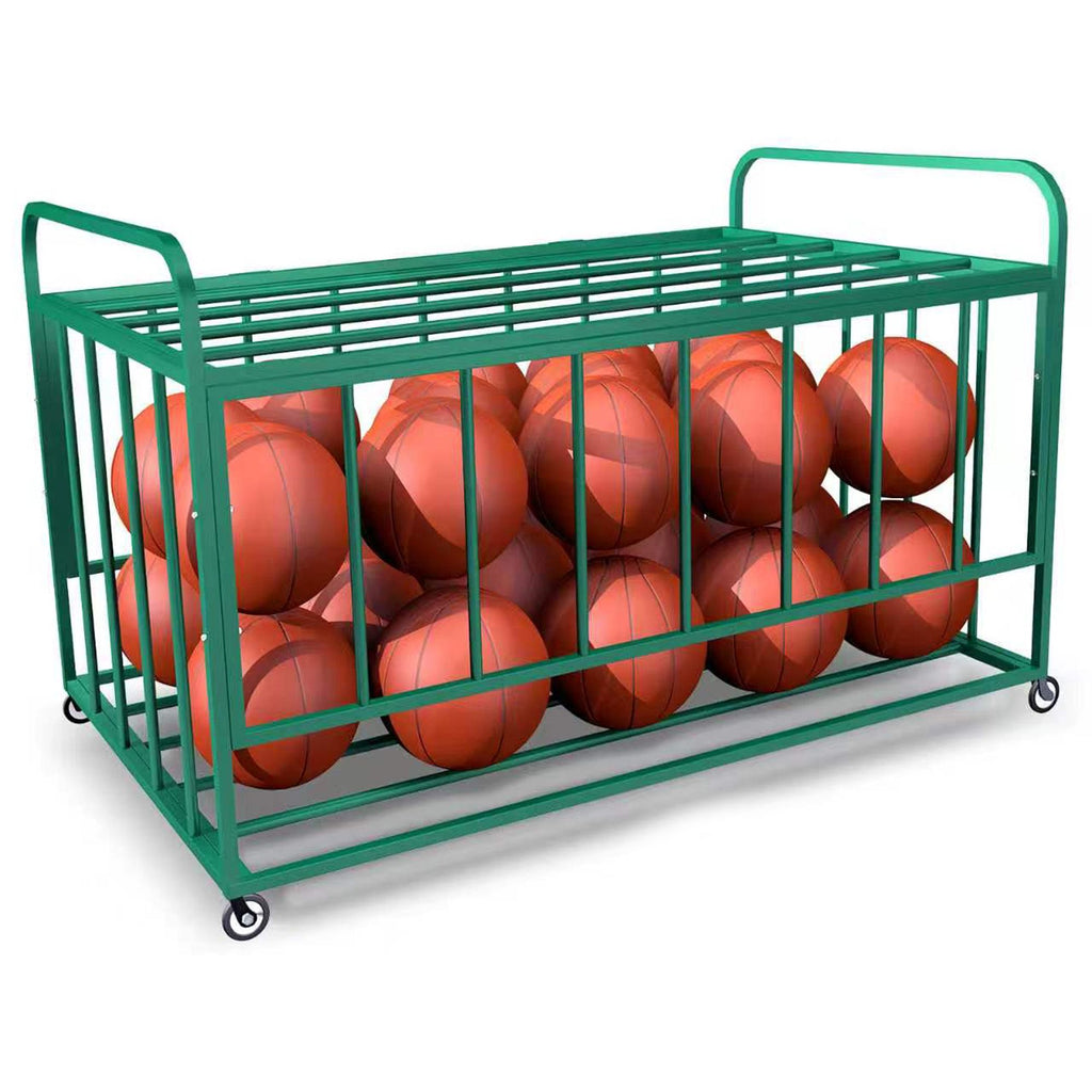 Ball Storage Cart, Basketball or Volleyball Storage Bin with Wheels, Basketball Holder Cage for Indoor and Outdoor, Gym, School, Club