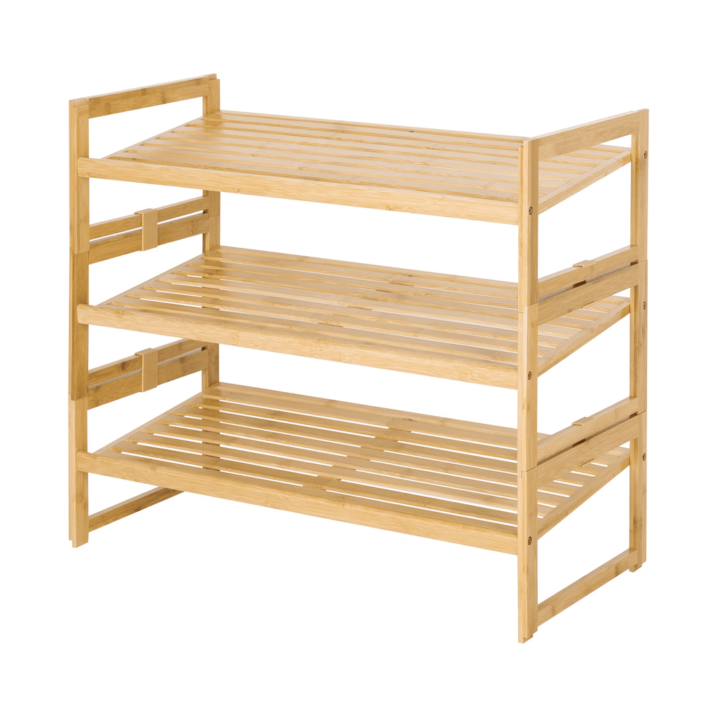 Bamboo 3-Tier Shoe Rackfor9 Pairs