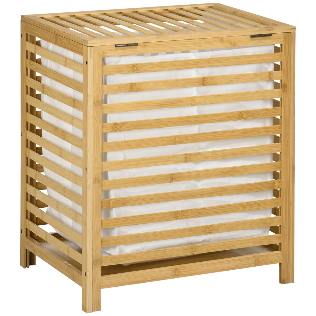 Bamboo Laundry Hamper with Lid Durable Clothes Basket for Bathroom Bedroom Storage