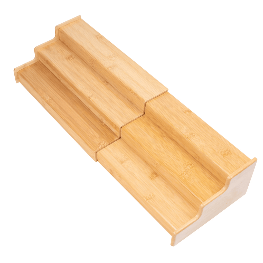 Bamboo Organizers Expandable Spice Rack, 3-Tier, 12.91-22.4x7.67x4.4 in