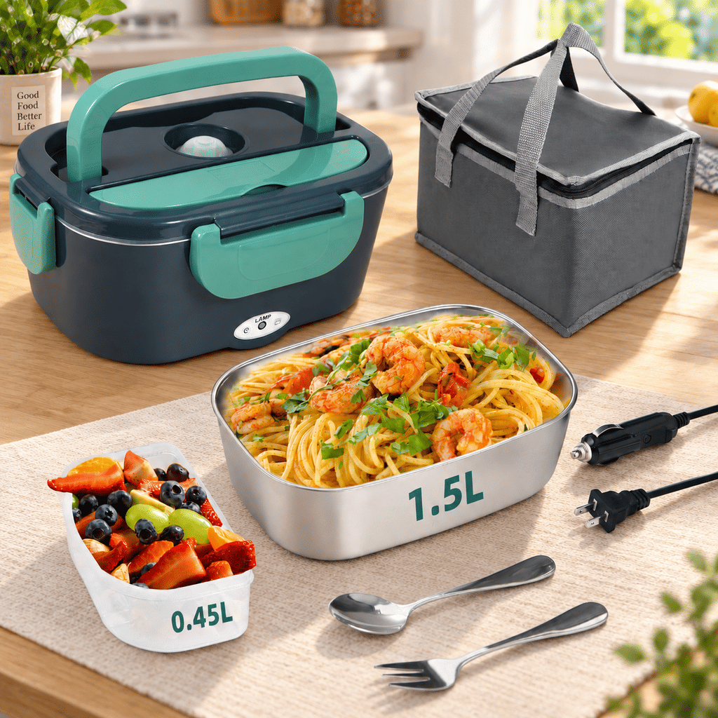 banned for Amazon a&Walmart 1.5L Electric Lunch Box Food Heater, 90W Heated Lunch Box (Green)Only one 304 stainless steel inner container included