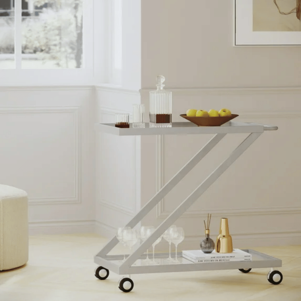 Bar Cart, Bakers Rack,Home Serving Bar Cart With Lockable Wheels, Wine Rolling Cart ,Tempered Glass Shelves For Kitchen Dining Living Room