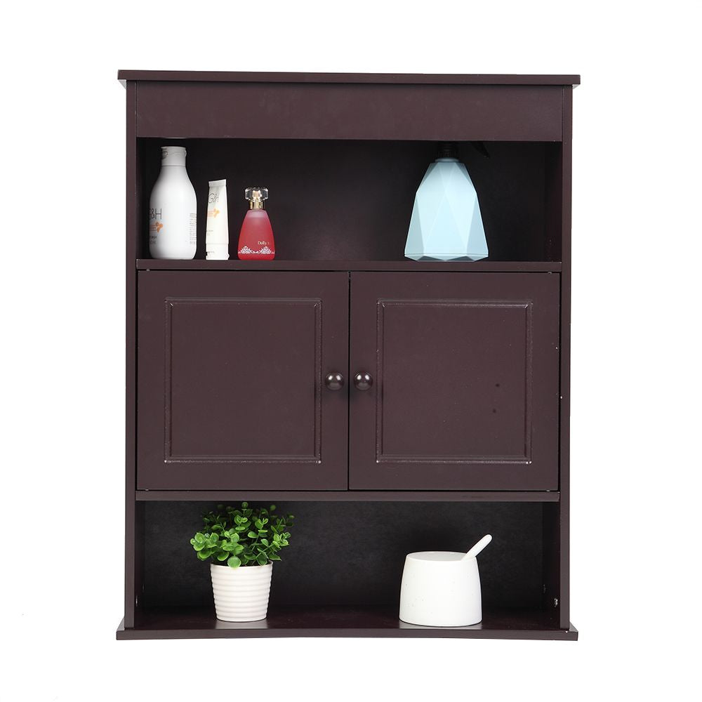 Bathroom Cabinet, Two-door Wooden Wall Mounted Medicine Cabinet Hanging Bathroom Storage Organizer
