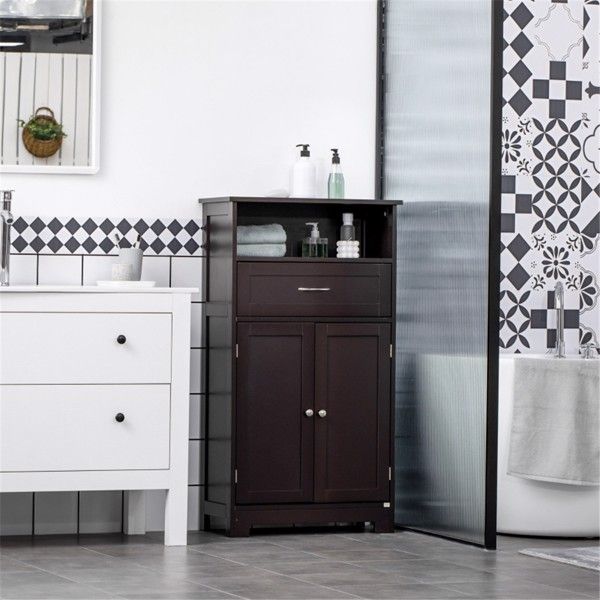 Bathroom Cabinet with 2 Doors and Shelf Bathroom Vanity black-AS