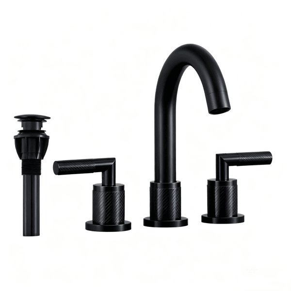 Bathroom Faucet 2 Handle Matte Black Bathroom Sink Faucet Widespread 3 Hole 360° Swivel Spout Modern Sink Basin Faucets 8 inch[Unable ship weekends, TK/TEMU only for pickup]