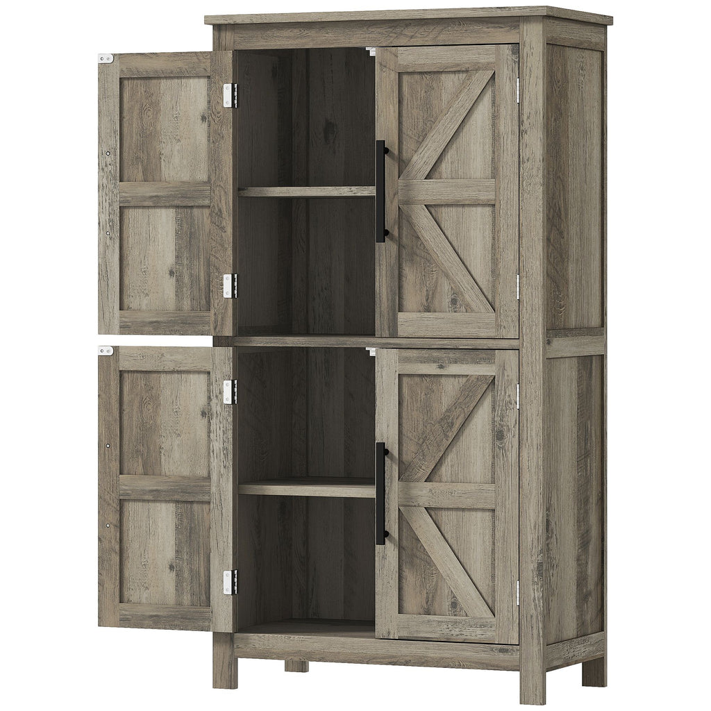 Bathroom Freestanding Cabinet, Farmhouse Bathroom Cabinet with Doors and Three-Level Shelf, 23.6" x 11.8" x 43.3", Light Gray