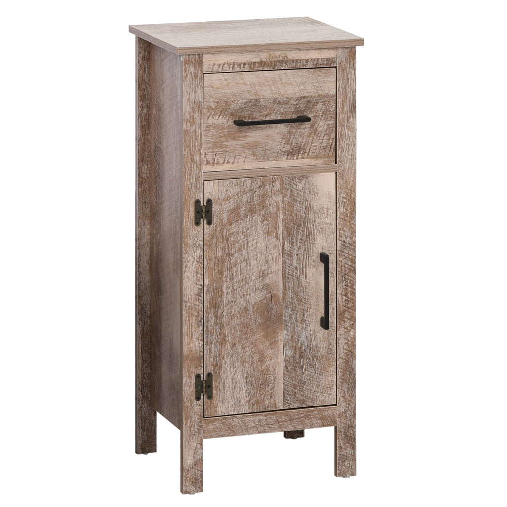 Bathroom Storage Cabinet Freestanding with Drawer Adjustable Shelf Wooden Vanity Cupboard White