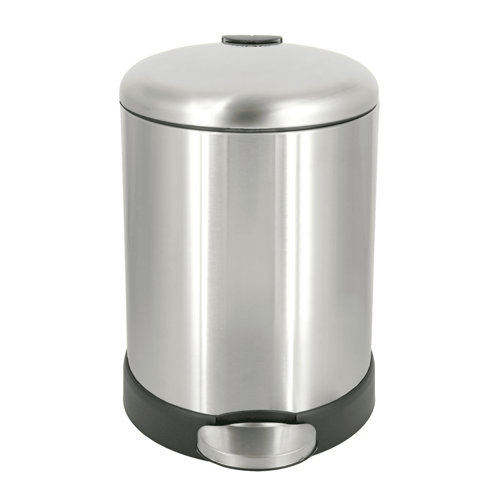 Bathroom Trash Can, 1.2 Gallon Stainless Steel Small Step Garbage Bin with Lid, Silver