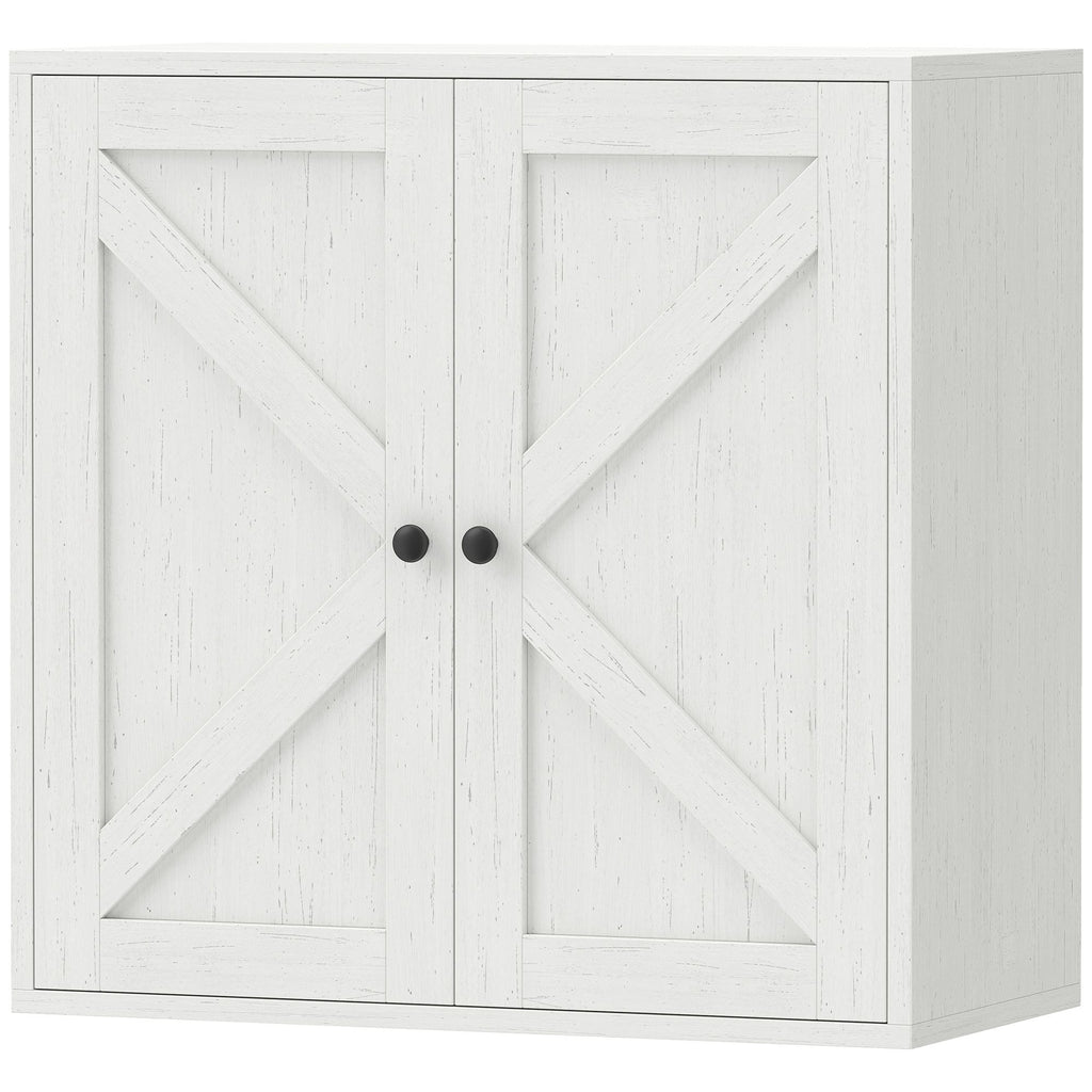 Bathroom Wall Cabinet, Farmhouse Bathroom Cabinet Wall Mount with 2 Shelves, White Wood Grain