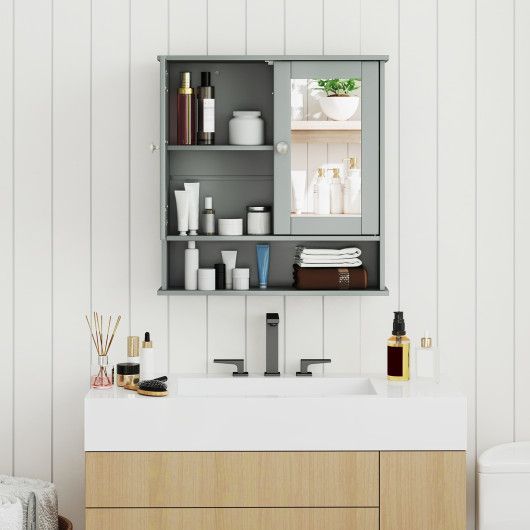 Bathroom Wall Mount Mirror Cabinet Organizer