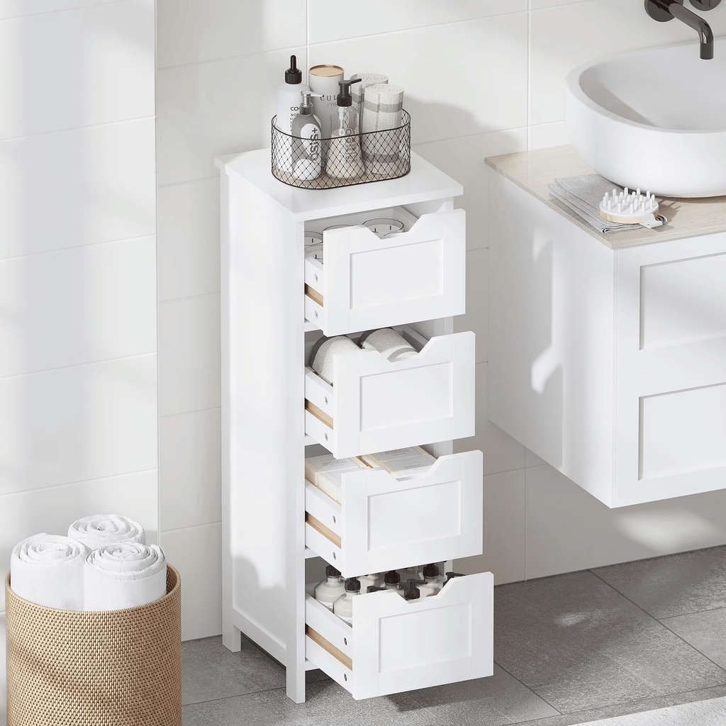 BathroomStorageCabinet,Freestanding WoodenStorageOrganizer,FloorStorageCabinetforLiving Room Bedroom,White