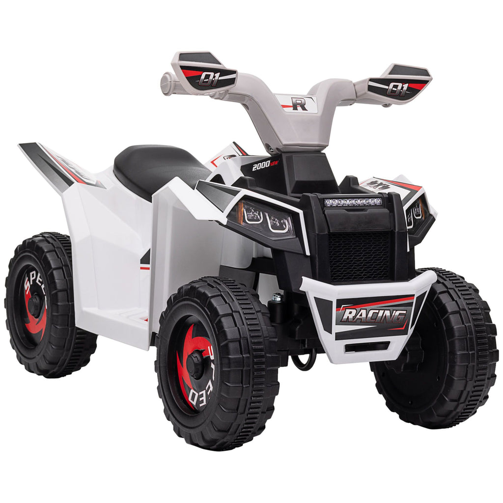 Battery Operated Kids Car 6V with Forward Reverse White Durable Wheels for Toddlers 18-36 Months