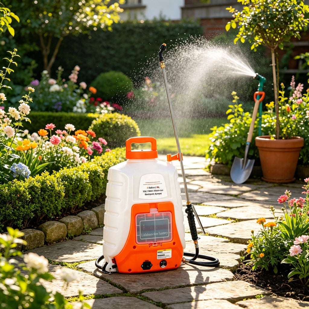 Battery Powered Backpack Sprayer, 0-90 PSI Adjustable Pressure, 12V 8Ah Battery, 8 Nozzles & 2 Wands, Wide Mouth Lid, for Weeding & Cleaning