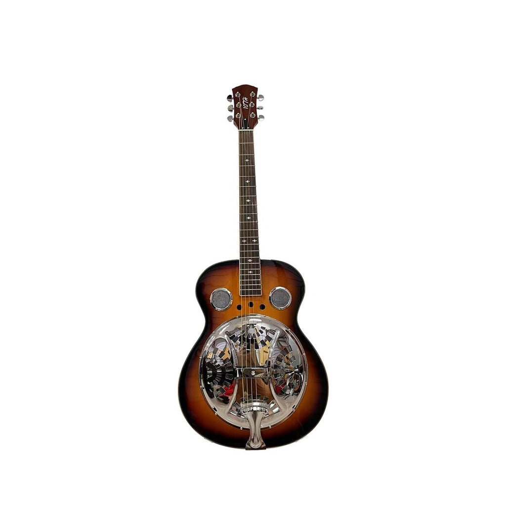 Beginner metal resonator guitar, full-size circular neck traditional resonator, built-in preamplifier