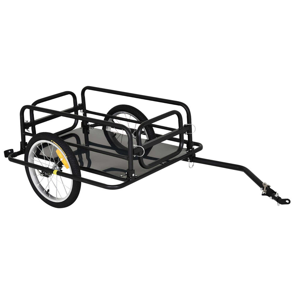 Bicycle Cargo Trailer Foldable Bike Cart Wagon with Hitch 16 Wheels 88 lbs Load Capacity Black