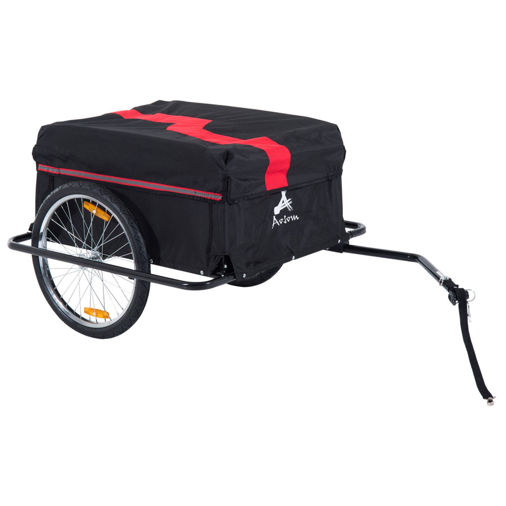 Bicycle Cargo Trailer, Two-Wheel Bike Luggage Wagon with Removable Cover, Versatile Use, Red