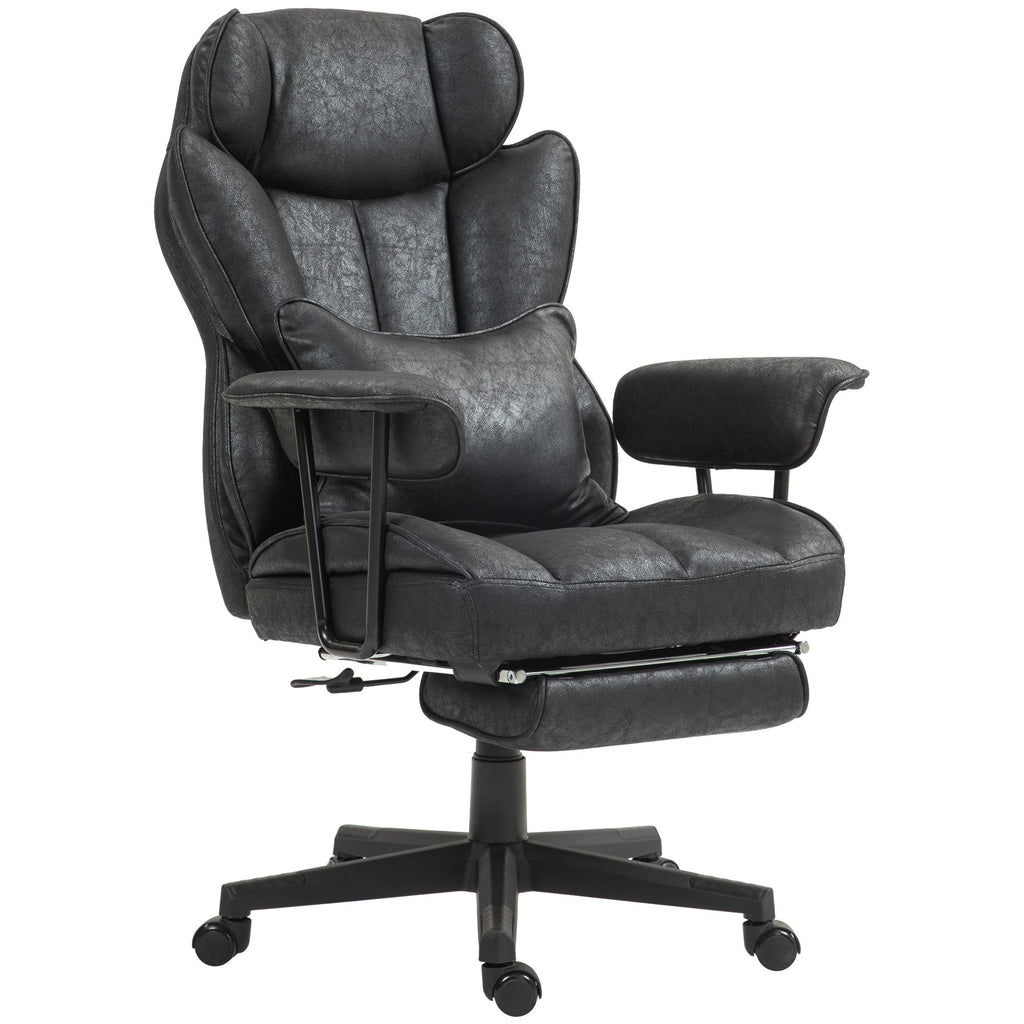 Big and Tall Desk Chair, Executive Office Chair with Footrest, 396lbs, Lumbar Support, and Reclining Function, Black