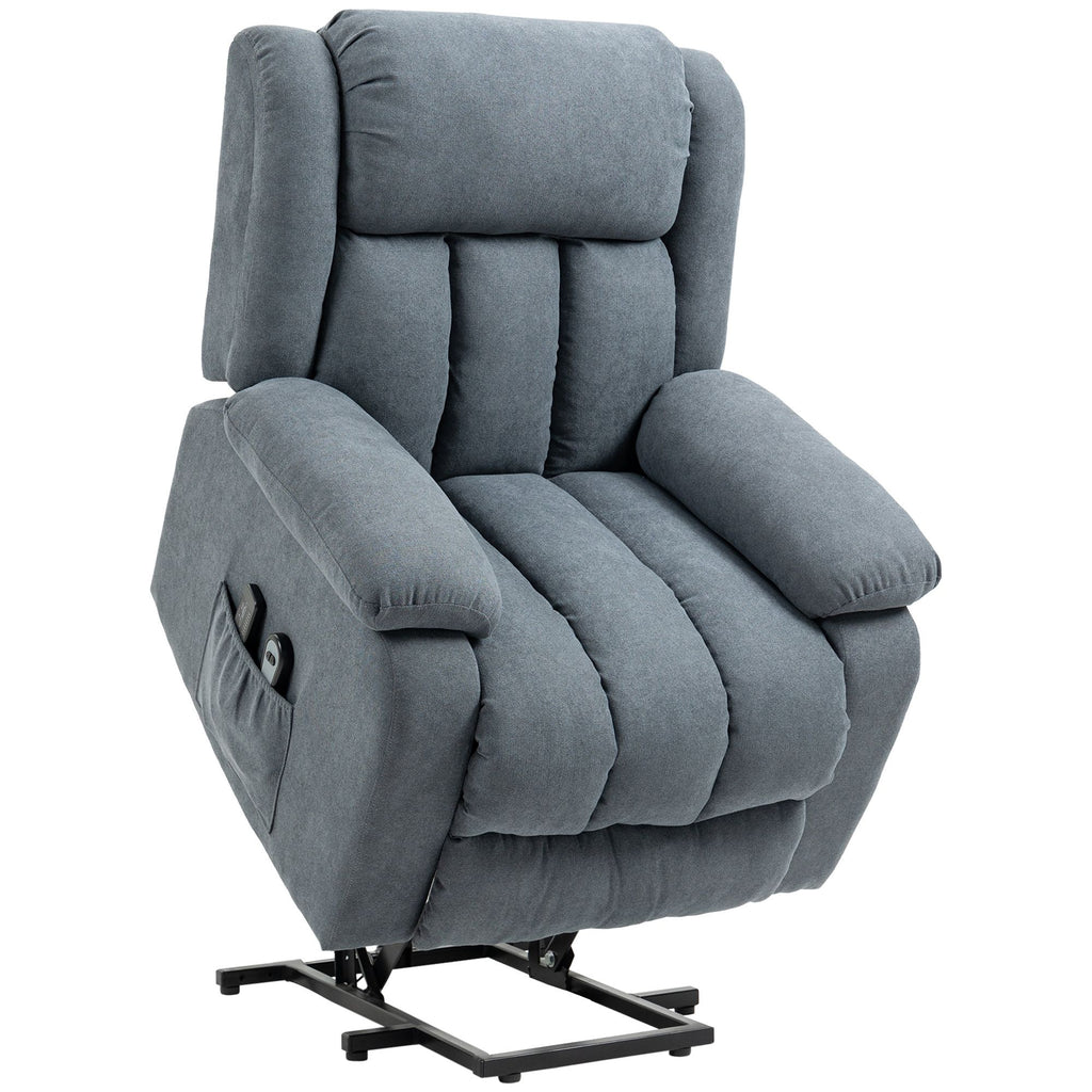 Big and Tall Electric Lift Chair Recliner with Massage Grey Fabric Remote Control