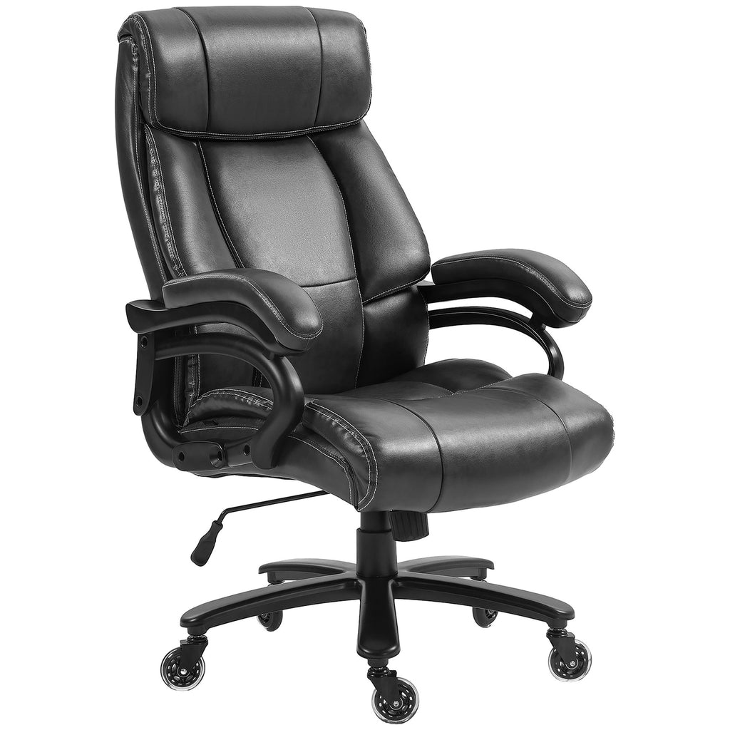 Big and Tall Executive Office Chair, 400 lbs, Adjustable Height PU Leather Black