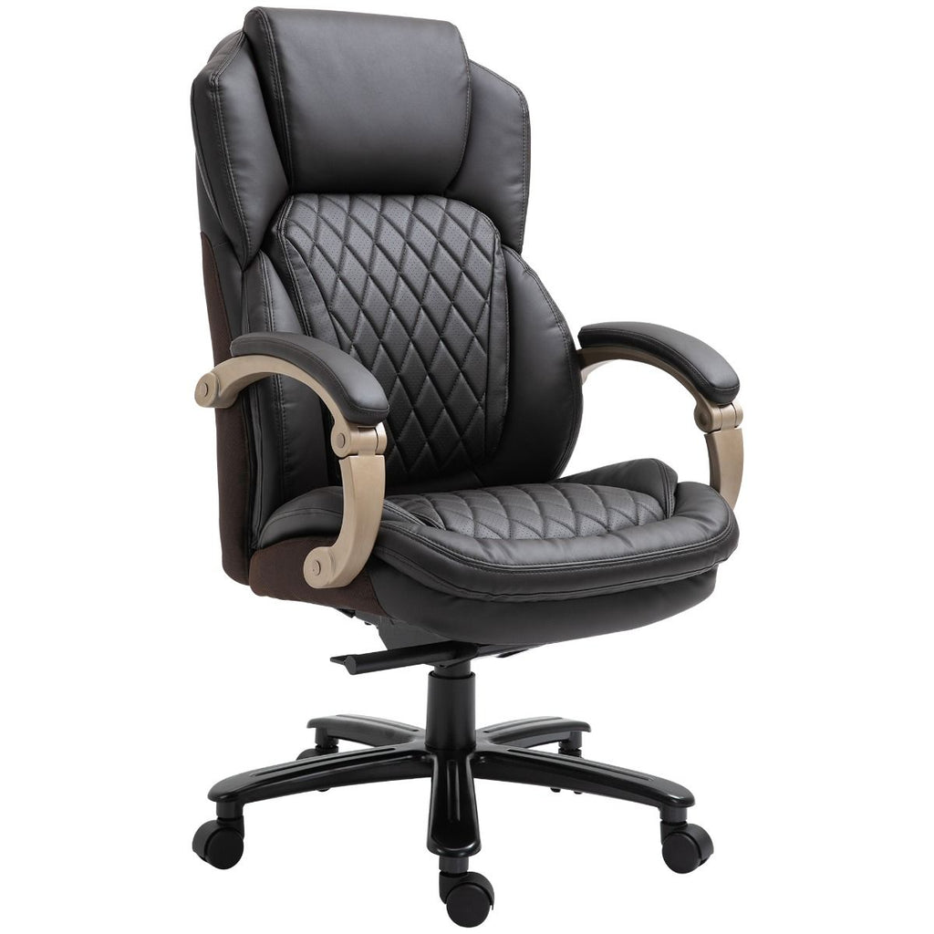 Big and Tall Executive Office Chair, High-Back Office Chair with Adjustable Tilt Angle, Thick Padding Diamond Leather, Brown