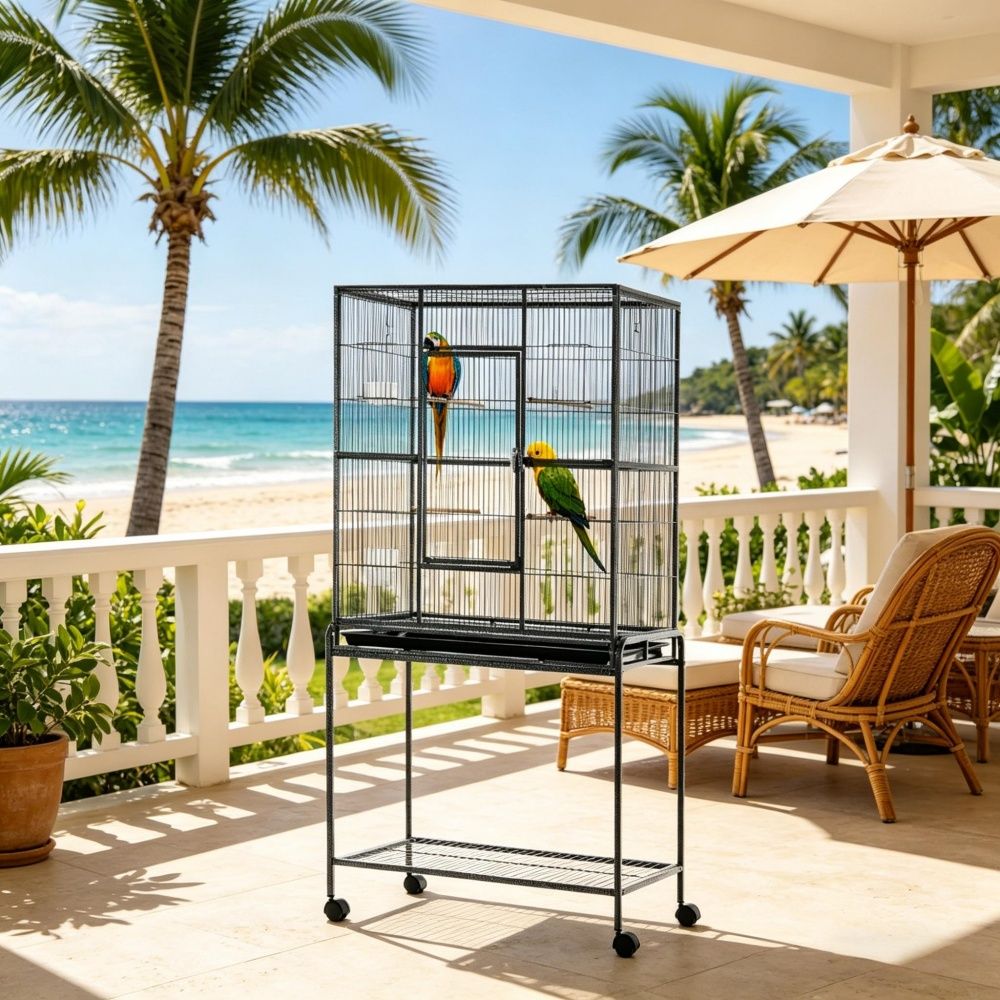 Bird Cage Starter Kit with Detachable Rolling Stand
