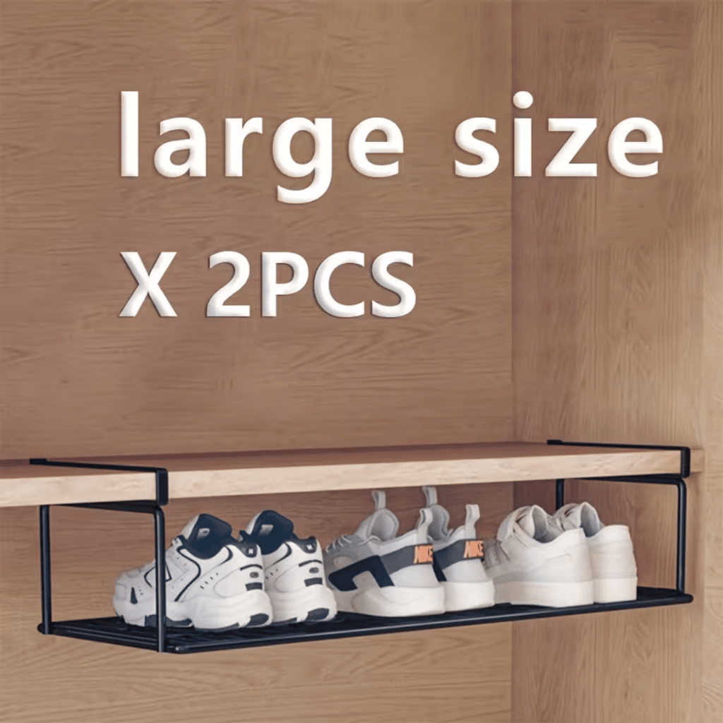 black European quality adjustable expandable shoe rack, stackable iron shoe rack, space saving hanging rack, suitable for home shoe cabinet storage, bottom basket