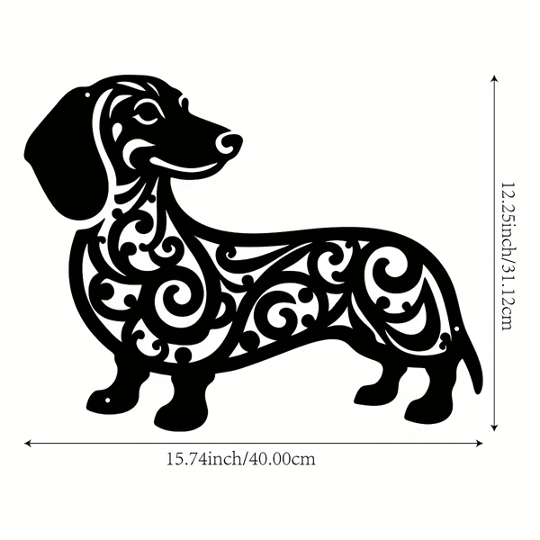 "Black Iron Dachshund Dog Metal Wall Art – Modern Home & Outdoor Decor for Living Room, Bedroom, Bathroom, Garden, Patio | Waterproof, Rustproof & Durable Hanging Art | Fade-Resistant Finish with Vint