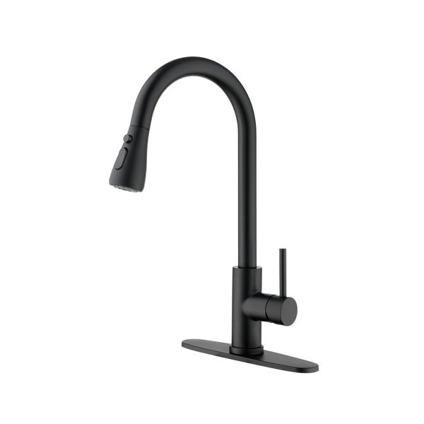 Black Kitchen Faucet; Kitchen Faucets with Pull Down Sprayer Commercial Stainless Steel Single Handle Single Hole Kitchen Sink Faucet