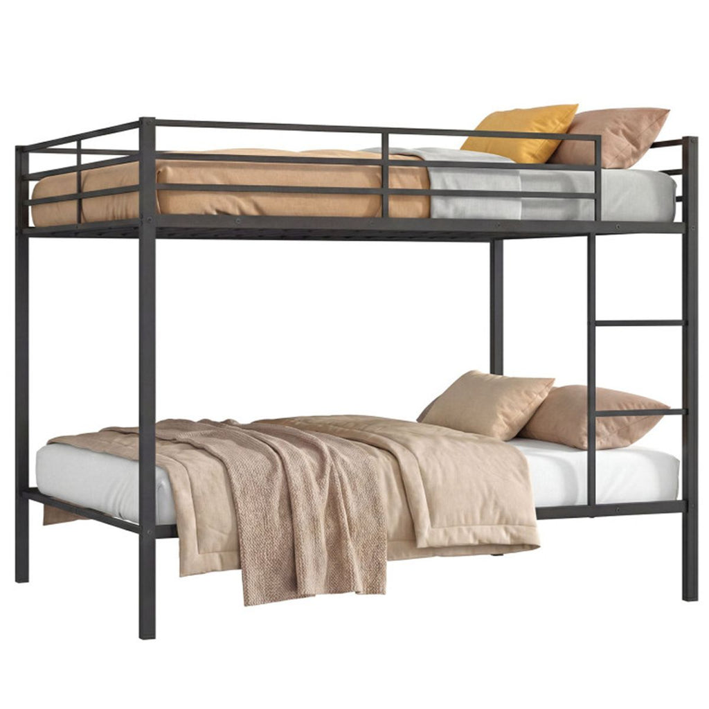 Black Metal Bunk Bed with Guardrail, 12" Ground Clearance 79.5LBS Net Weight Easy Assembly