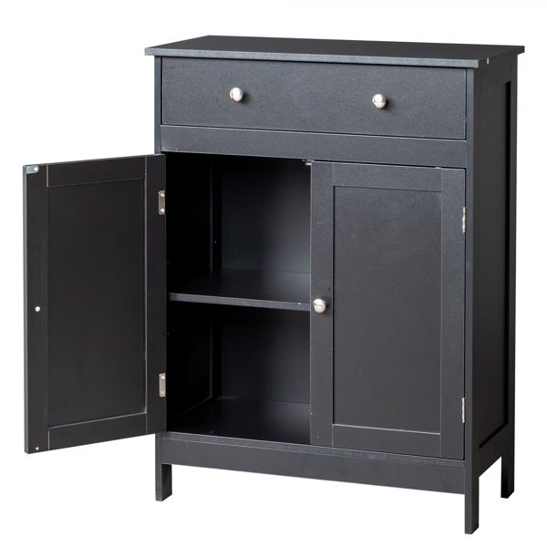 Black particleboard with melamine veneer, 60*30*80cm, double doors, single drawer, bathroom vanity