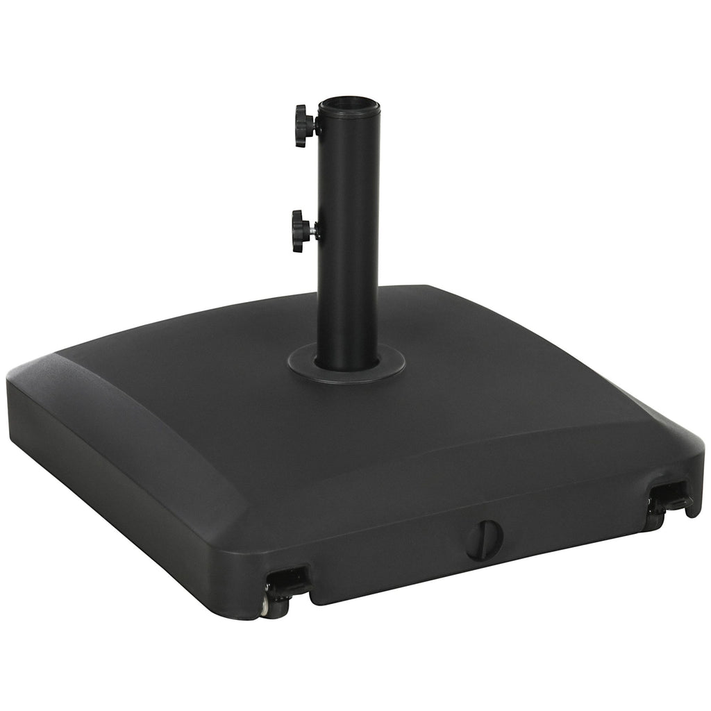 Black Patio Umbrella Base with Wheels 53lbs Water 66lbs Sand Filled Heavy Duty Outdoor Stand Holder for Stability