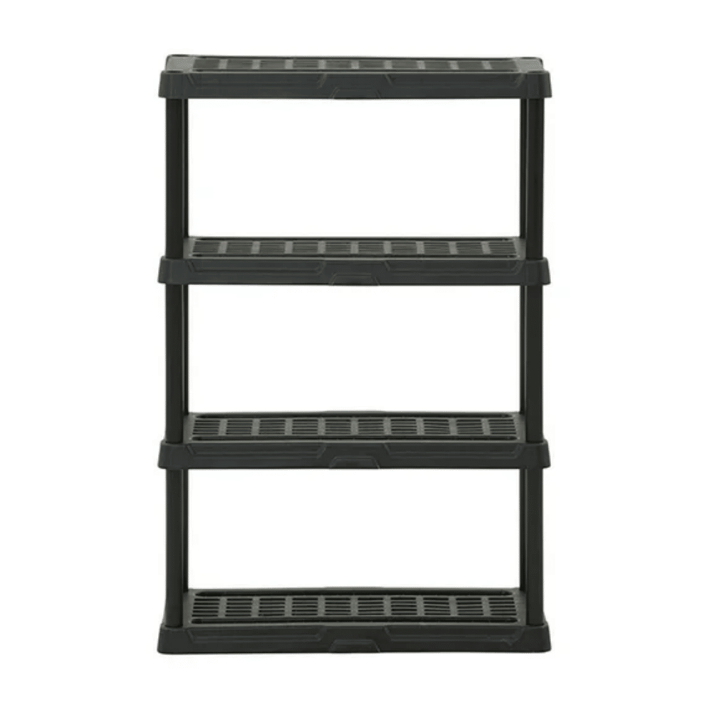 Black Plastic 4-Tier Shelf 36" W x 18" D x 53" H, Up to 600 lb Total Capacity(Shipment from Walmart)