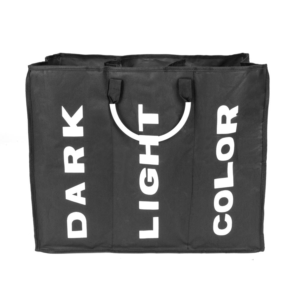 Black Portable Three Lattice Large Capacity Laundry Basket Storage Organization