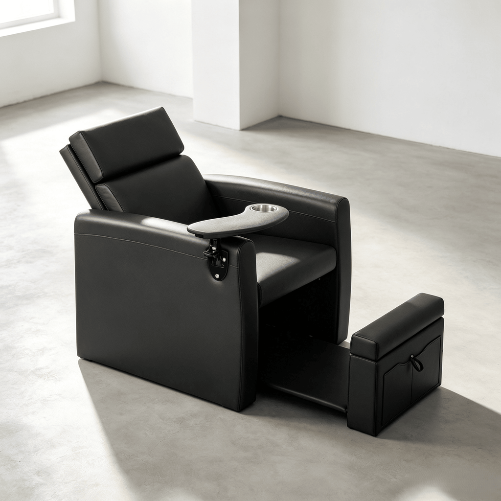 Black PVC Electric Reclining Pedicure Chair