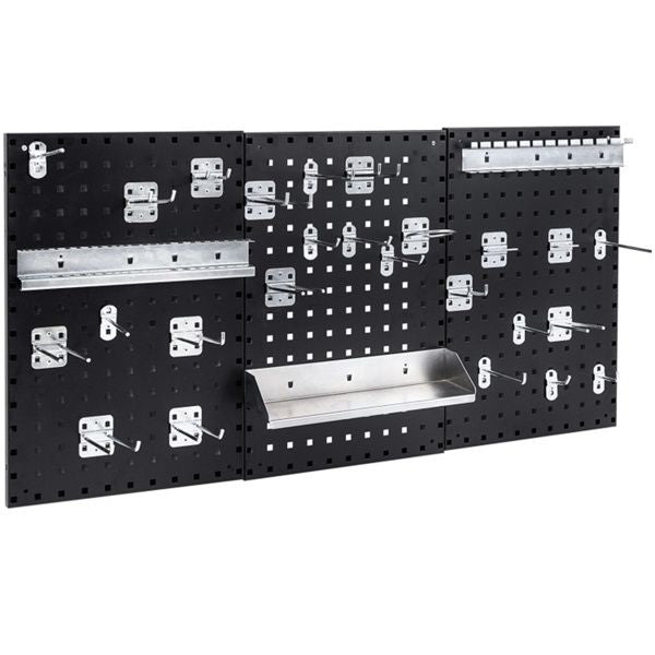 Black Wall-Mounted Pegboard Wall Organizer Kit 4 ft.Metal Toolboard