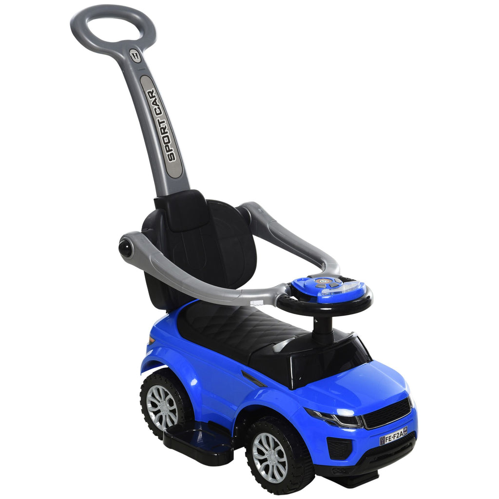 Blue 3 In 1 Ride on Push Cars for Toddlers with Horn Music Light Function