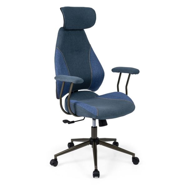 Blue Color Blocking Office Chair with 2D Adjustable Headrest, Ergonomic High-Back Desk Chair 330 lbs Capacity