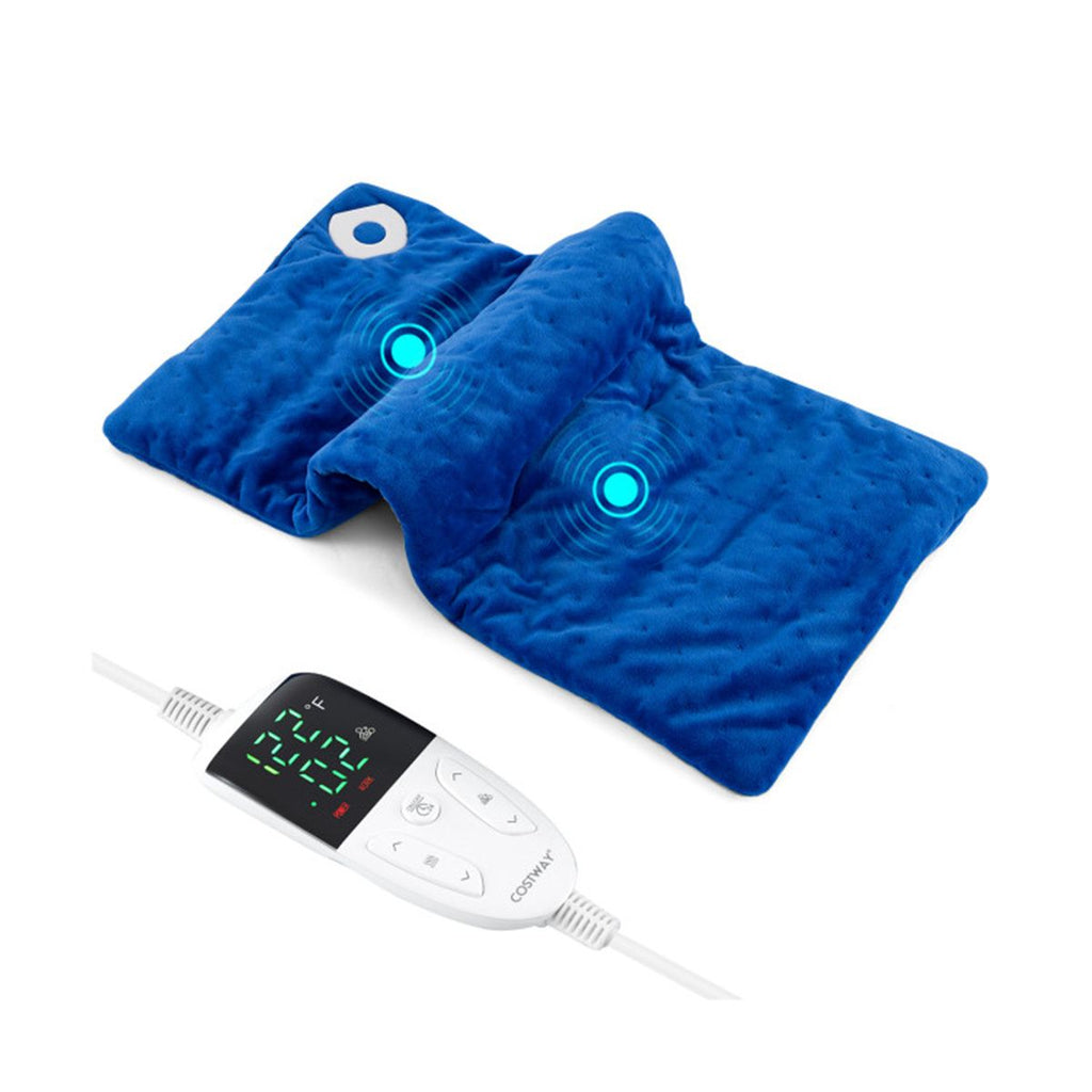 Blue Electric heated pad is equipped with 2 small massagers interior