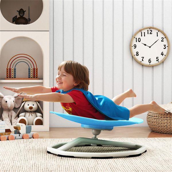 Blue Elephant Design Kids Sit and Spin Chair, Easy Assembly Sensory Play Toy for 3+ Years Old