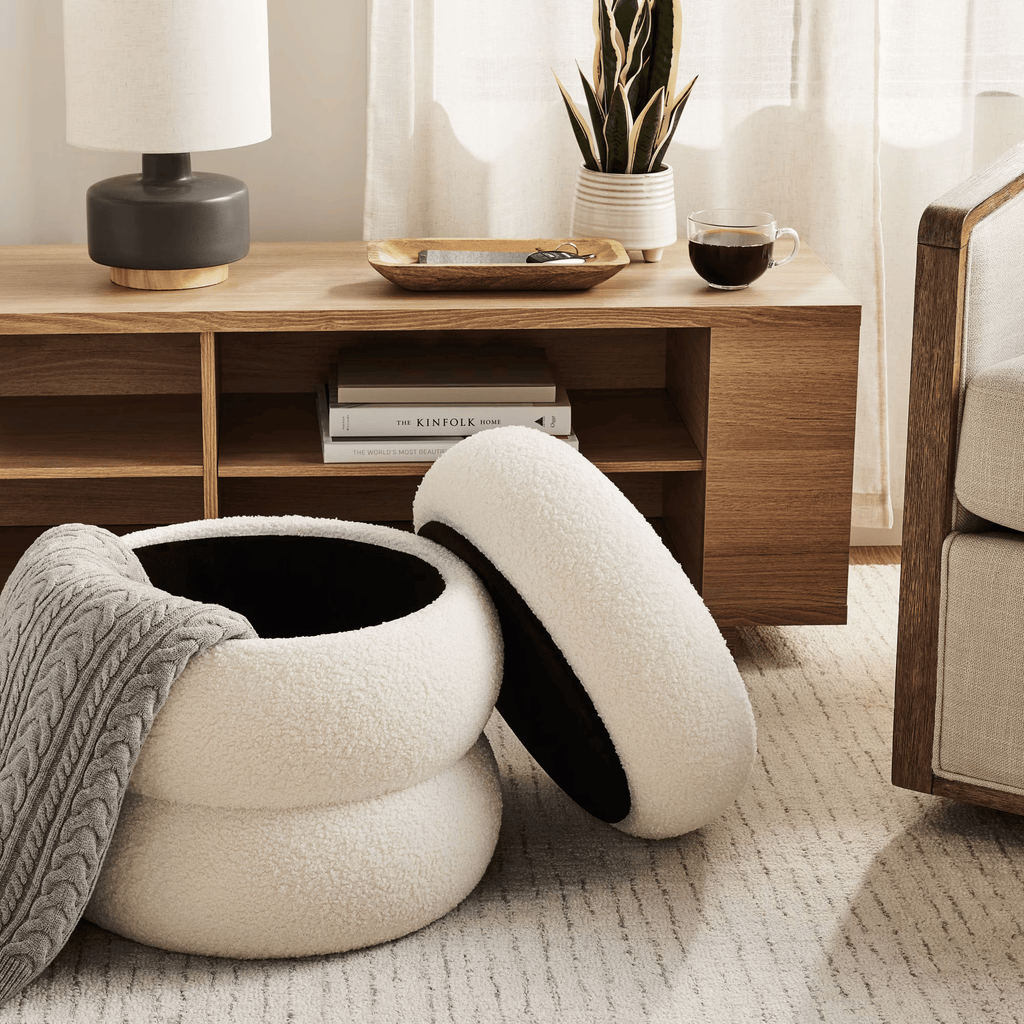 Boucle CloudStorageOttoman, Cream